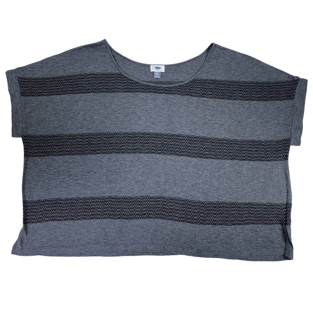 Old Navy Plus Size Crop Top Black Gray Zig Zag Stripes XXL